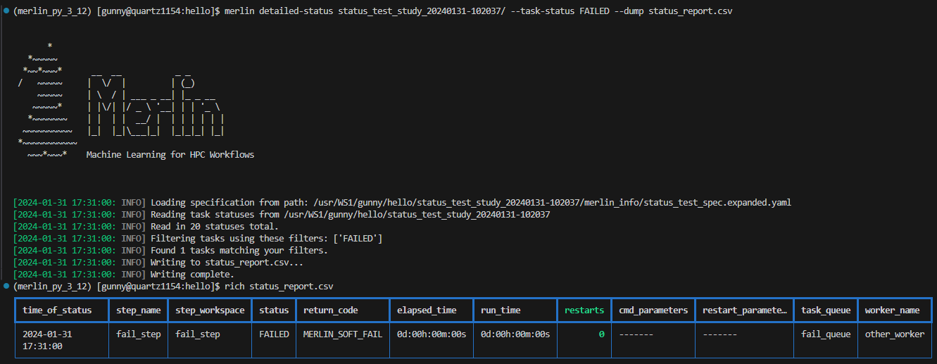 Example of dumping to a csv file and outputting its contents