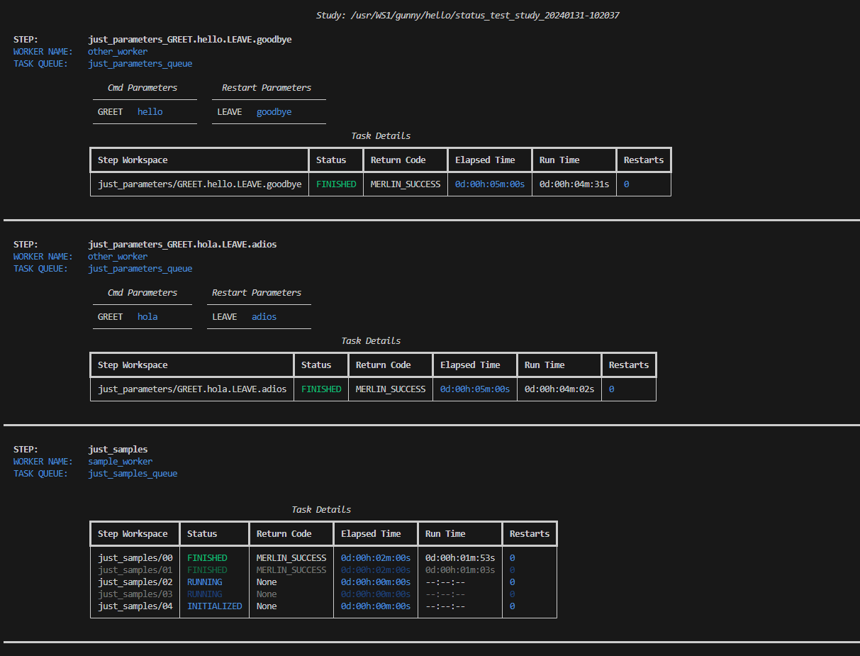 The output of detailed-status inside the pager