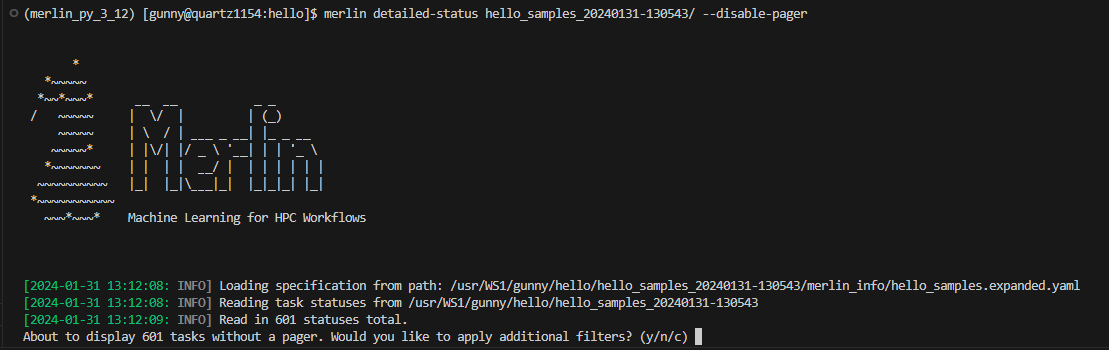 Prompt Displayed When Too Many Tasks Are Found With Disable-Pager